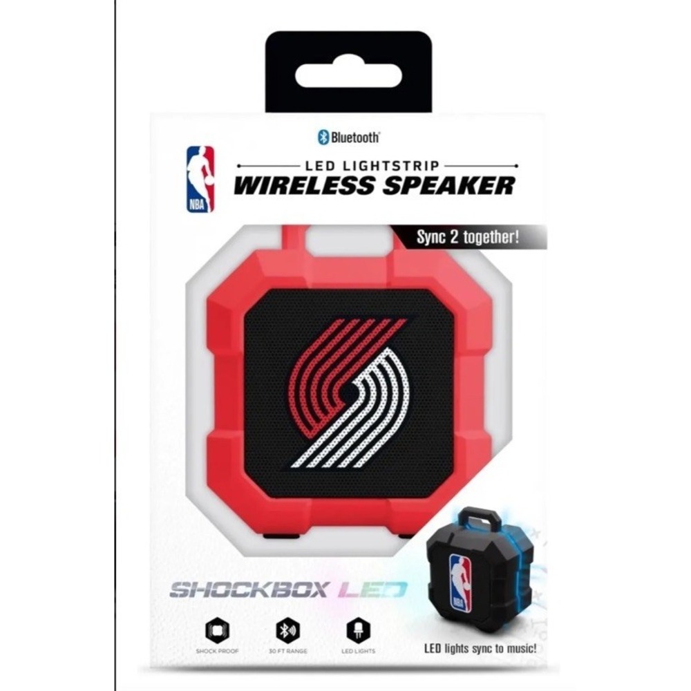NBA Shockbox LED Wireless Bluetooth Speaker - Water Resistant IPX4, 5.0 Bluetoot
